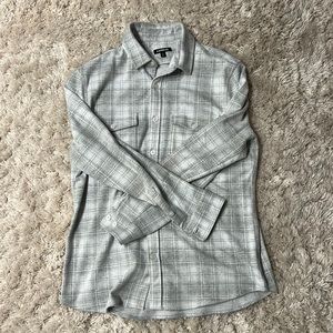 Express Slim Grey Plaid Stretch Flannel Shirt
